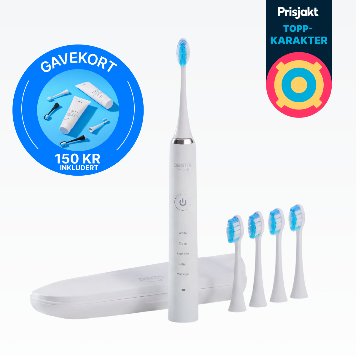 Dentis D2 Pro startpakke hvit med gavekort 150 kr inkludert